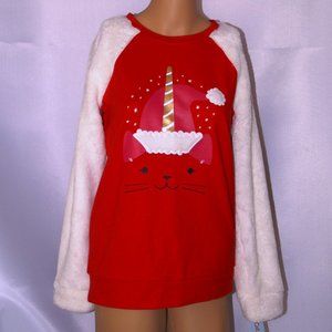 Fun Fur Sleeved Top Unicorn Cat Sz Large 14/16 New